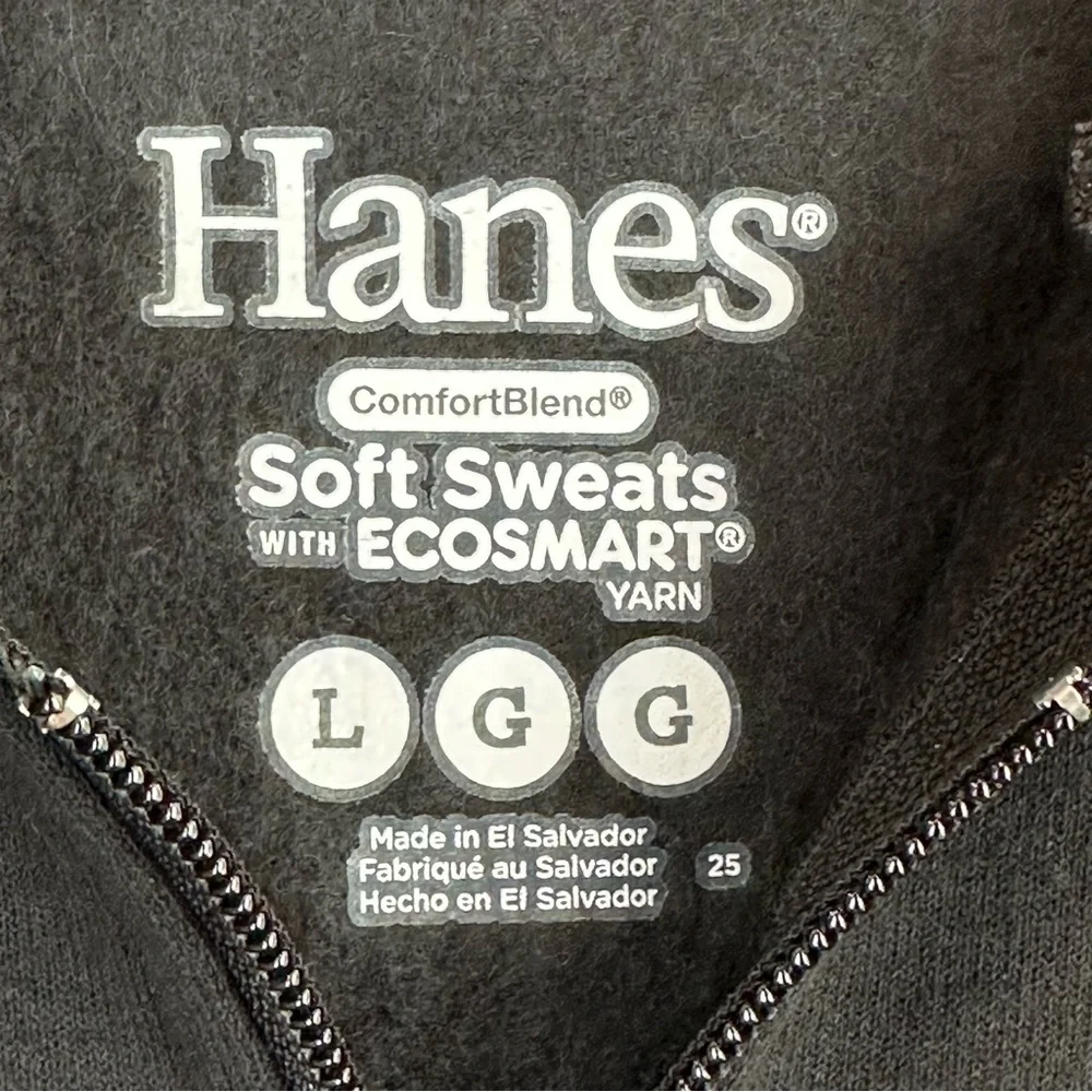 Hanes NWOT Comfort Blend Boy’s Black Full Zip Hoodie Sweatshirt Jacket L Casual